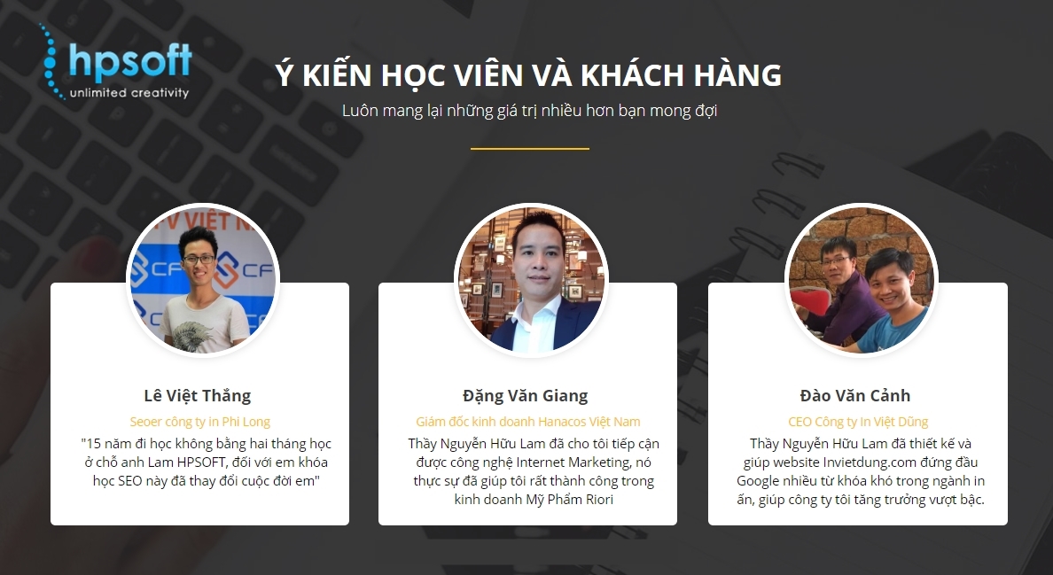 Cảm nhận của học viên và khách hàng về khóa Internet Marketing của Ths Nguyễn Hữu Lam